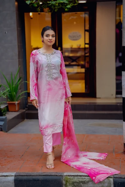 Rosé Pearl Embroidered 3 Piece Suit