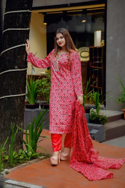 Ruby Royale Printed 3 Piece Suit