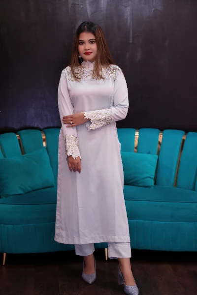 Ivory Grace Embroidered 2 Piece Suit