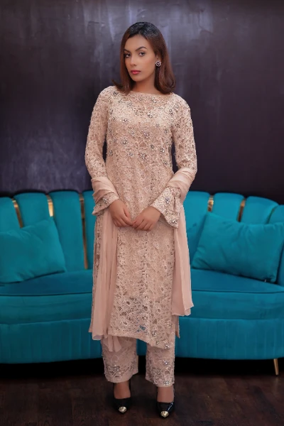 Champagne Luxe Embellished 3 Piece Suit