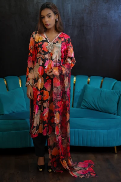 Crimson Aurora Luxury Printed 3 Piece Suit